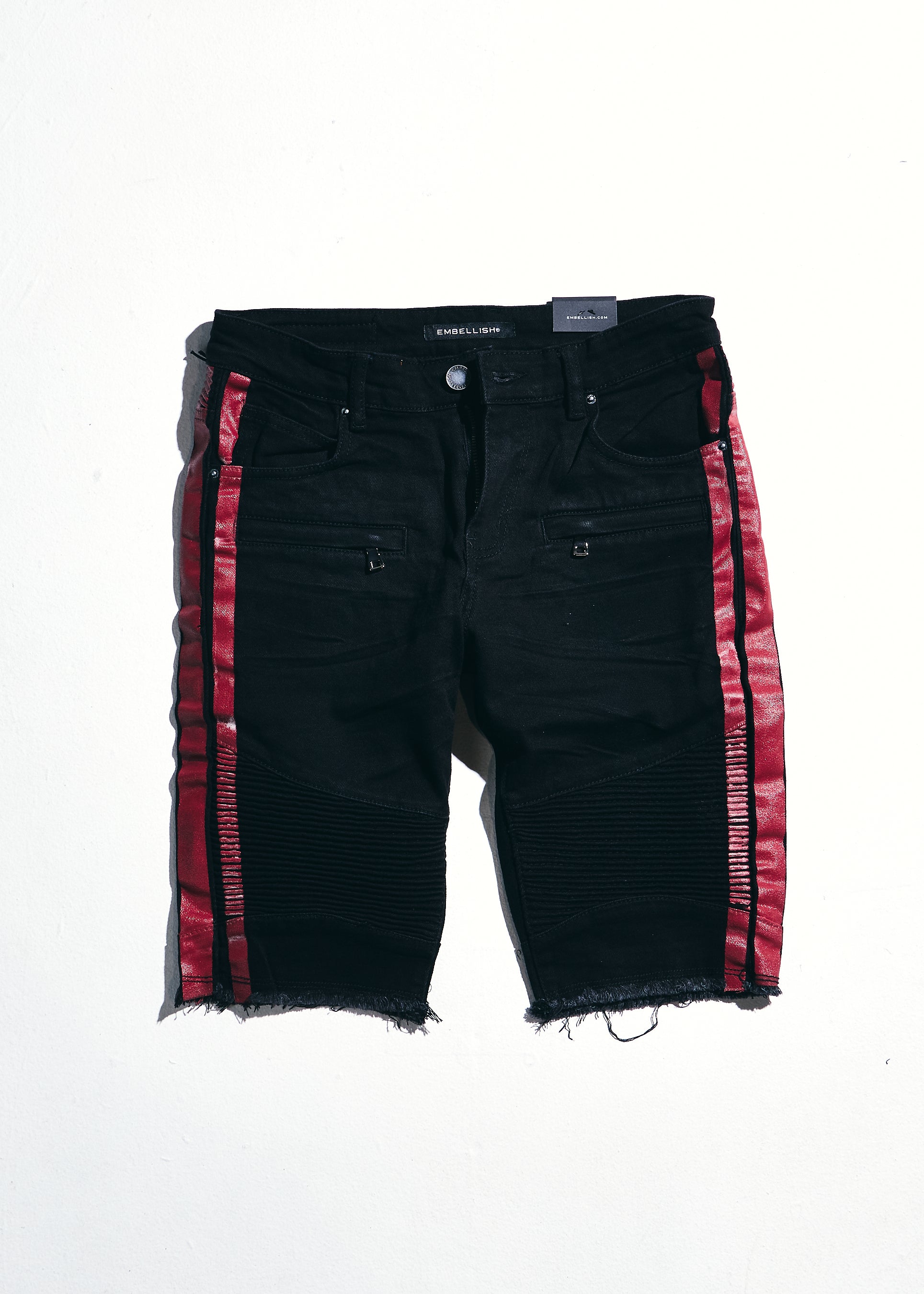 Red and cheap black biker shorts