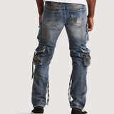 Squadron Slim Straight Cargo Denim (Dirty Indigo)