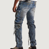 Squadron Slim Straight Cargo Denim (Dirty Indigo)