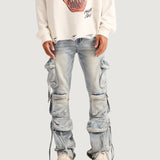 Hawk Cargo Flare Denim (Iced Blue)