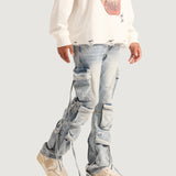 Hawk Cargo Flare Denim (Iced Blue)