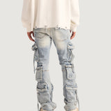Hawk Cargo Flare Denim (Iced Blue)