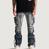 Hawk Cargo Flare Denim (Washed Indigo)