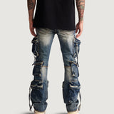 Hawk Cargo Flare Denim (Washed Indigo)