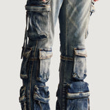 Hawk Cargo Flare Denim (Washed Indigo)