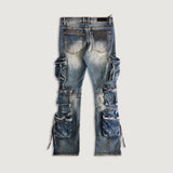 Hawk Cargo Flare Denim (Washed Indigo)